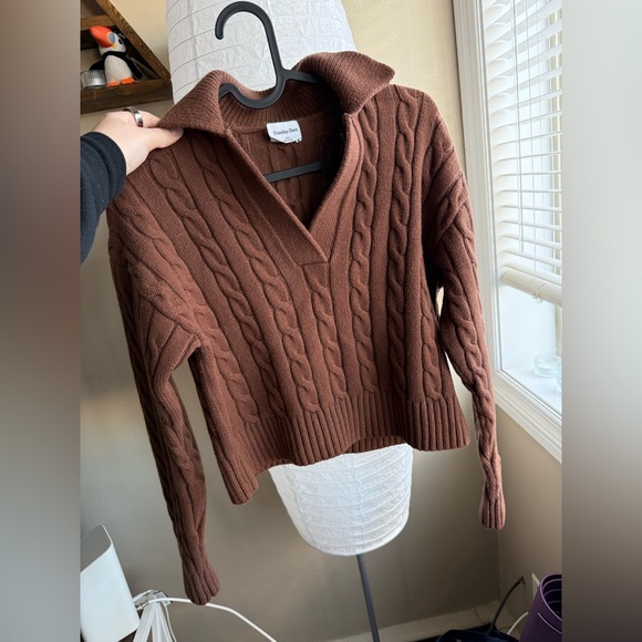 Sunday Best Artizia Lottie Merino Wool Open-Neck Polo Sweater Size XXS - Picture 2 of 10